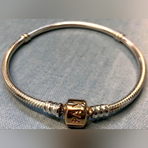 Pandora Retired Silver And 14k Gold Clasp - Picture 6 of 10